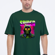 Bottle Green Superhero Graphic T-Shirt inspired by Spiderman, premium oversized cotton tee from PodLyft with a vibrant and bold design.