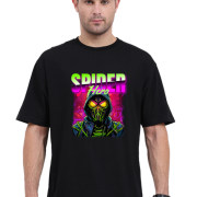 Black Superhero Graphic T-Shirt inspired by Spiderman, premium oversized cotton tee from PodLyft with a sleek and stylish look.