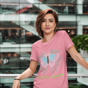 Celestial Beauty T-shirt in Pink (Size S) with an ethereal butterfly motif and celestial elements, perfect for a feminine and stylish look.