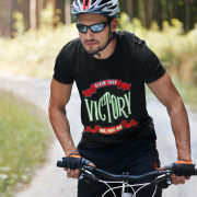 Claim Your Victory Tee in black, size S, featuring the bold 'Rise, Fight, Win' motivational design, crafted for style and inspiration.