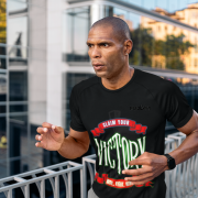 Claim Your Victory Tee in black, size XXL, with the bold and colorful 'Rise, Fight, Win' design, inspiring confidence and success.
