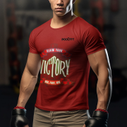 Claim Your Victory Tee in maroon, size XL, showcasing the dynamic 'Rise, Fight, Win' design, crafted for motivated and ambitious personalities.