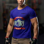 Claim Your Victory Tee in navy blue, size XL, showcasing the dynamic 'Rise, Fight, Win' design, crafted for motivated and ambitious personalities.