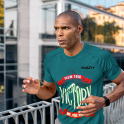 Claim Your Victory Tee in petrol blue, size XXL, featuring the striking 'Rise, Fight, Win' graphic, designed for those who inspire and lead.