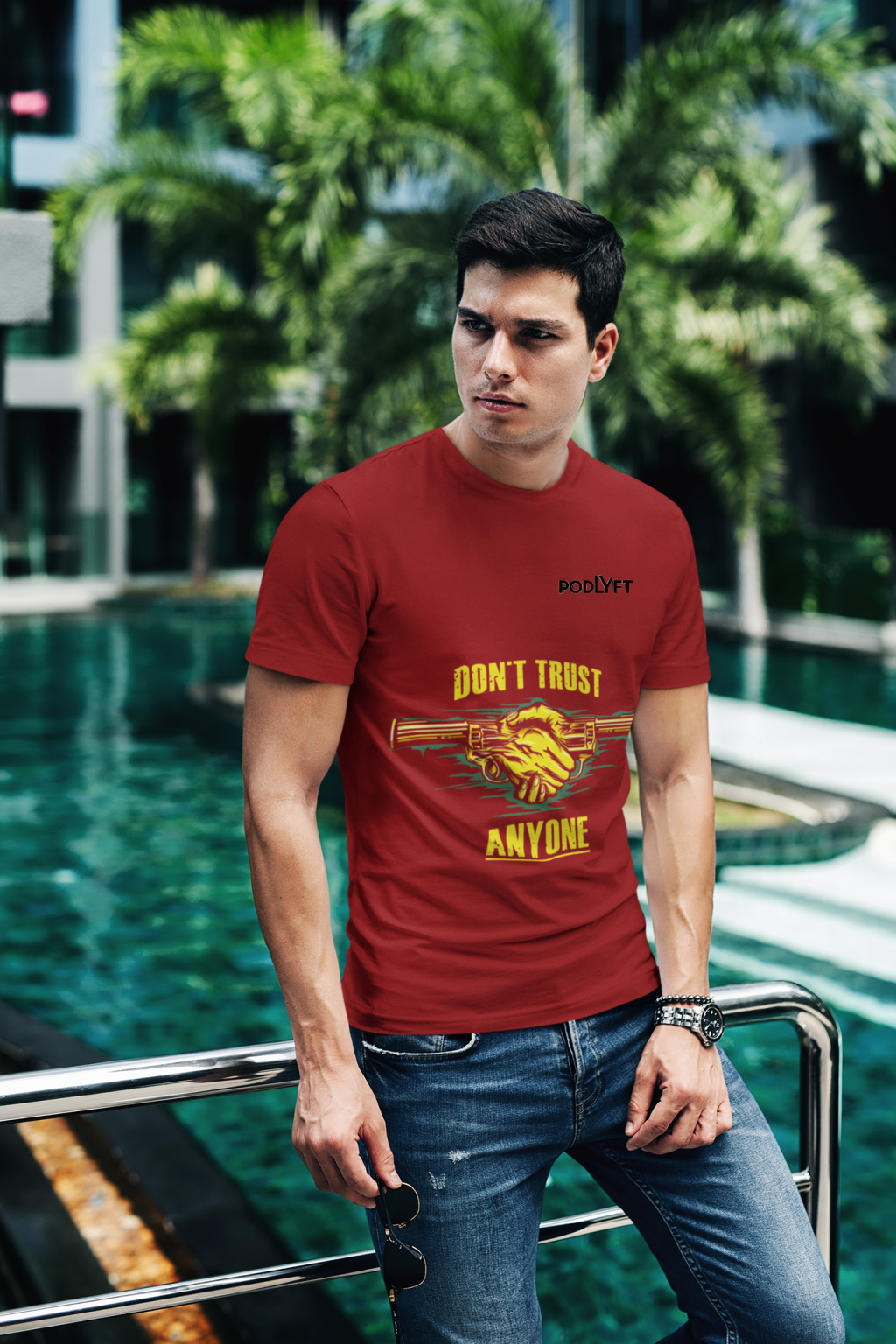 Maroon Dual Design Graphic T-Shirt in size XS featuring bold 'Don’t Trust Anyone' and 'Defend Their Crown' designs. Crafted with premium 240 GSM cotton for superior comfort and durability.