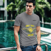 Charcoal Melange Dual Design Graphic T-Shirt in size XS featuring bold 'Don’t Trust Anyone' and 'Defend Their Crown' prints. Made from premium 240 GSM cotton for comfort and style.