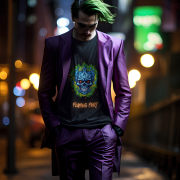 Flaming Fury T-Shirt in Black (Size L) showcasing a striking blue and orange skull design, crafted for those who love bold and modern apparel.