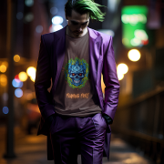 Flaming Fury T-Shirt in Coffee Brown (Size L) showcasing a striking blue and orange skull design, crafted for those who love bold and modern apparel.