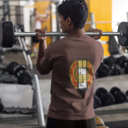 Back view of Coffee Brown Gym Motivation T-Shirt | Pain Today, Power Tomorrow by PodLyft, offering a sleek and motivational design for fitness lovers.