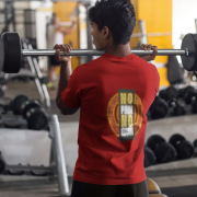 Back view of Maroon Gym Motivation T-Shirt | Pain Today, Power Tomorrow by PodLyft, showcasing a sleek and inspiring gym wear design.