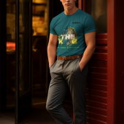 Petrol Blue I'm the King Graphic Tee in size S, featuring a bold lion graphic and the tagline 'Of My Own Kingdom,' symbolizing confidence and individuality