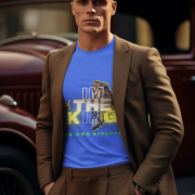 Royal Blue I'm the King Graphic Tee in size L, with a striking lion graphic and vibrant text, ideal for bold personalities and self-expression.
