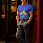 Royal Blue I'm the King Graphic Tee in size S, featuring a majestic lion graphic and the tagline 'Of My Own Kingdom,' symbolizing strength and confidence.