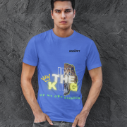 Royal Blue I'm the King Graphic Tee in size XL, designed with a powerful lion graphic and the tagline 'Of My Own Kingdom,' inspiring pride and determination.