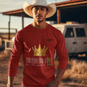 Unique Crown T-Shirt in maroon, size L, showcasing a striking golden crown and barcode design with the tagline 'Be the Unique One' by PodLyft, designed for bold and confident individuals.