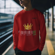Unique Crown T-Shirt in maroon, size XL, featuring a bold golden crown and barcode design with the tagline 'Be the Unique One' by PodLyft, a perfect blend of style and uniqueness.