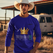 Unique Crown T-Shirt in navy blue, size L, showcasing a striking golden crown and barcode design with the tagline 'Be the Unique One' by PodLyft, designed for those who love to stand out.