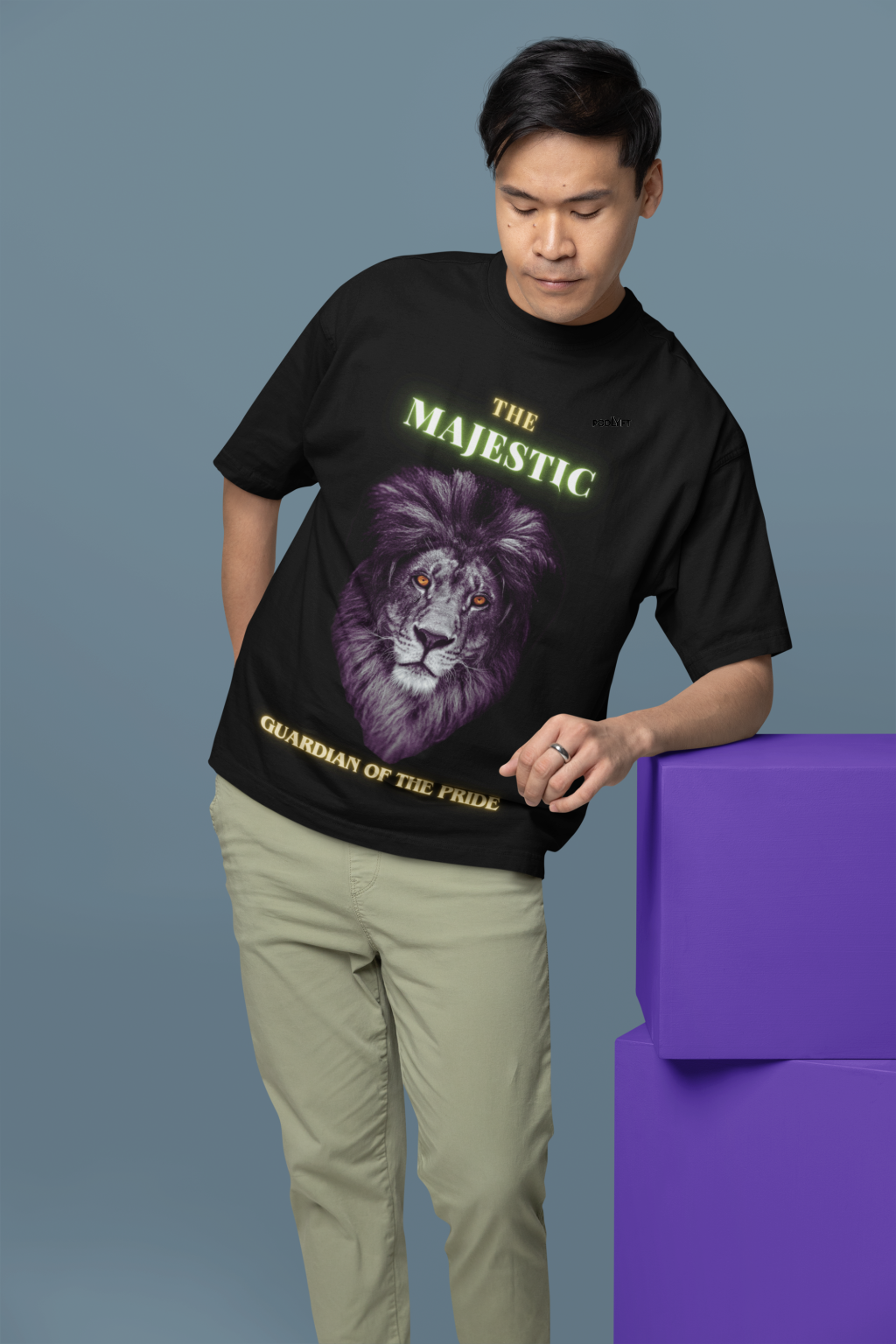 Majestic Lion Head T-Shirt in Black, size M from PodLyft.