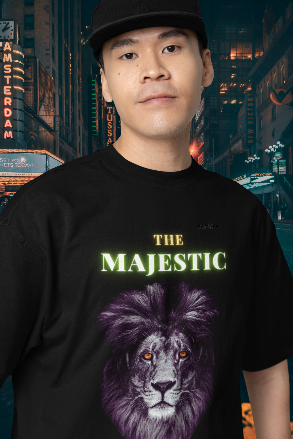 Majestic Lion Head T-Shirt in Black, size L from PodLyft.