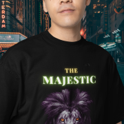 Majestic Lion Head T-Shirt in Black, size L from PodLyft.