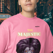 Majestic Lion Head T-Shirt in Flamingo, size M from PodLyft.