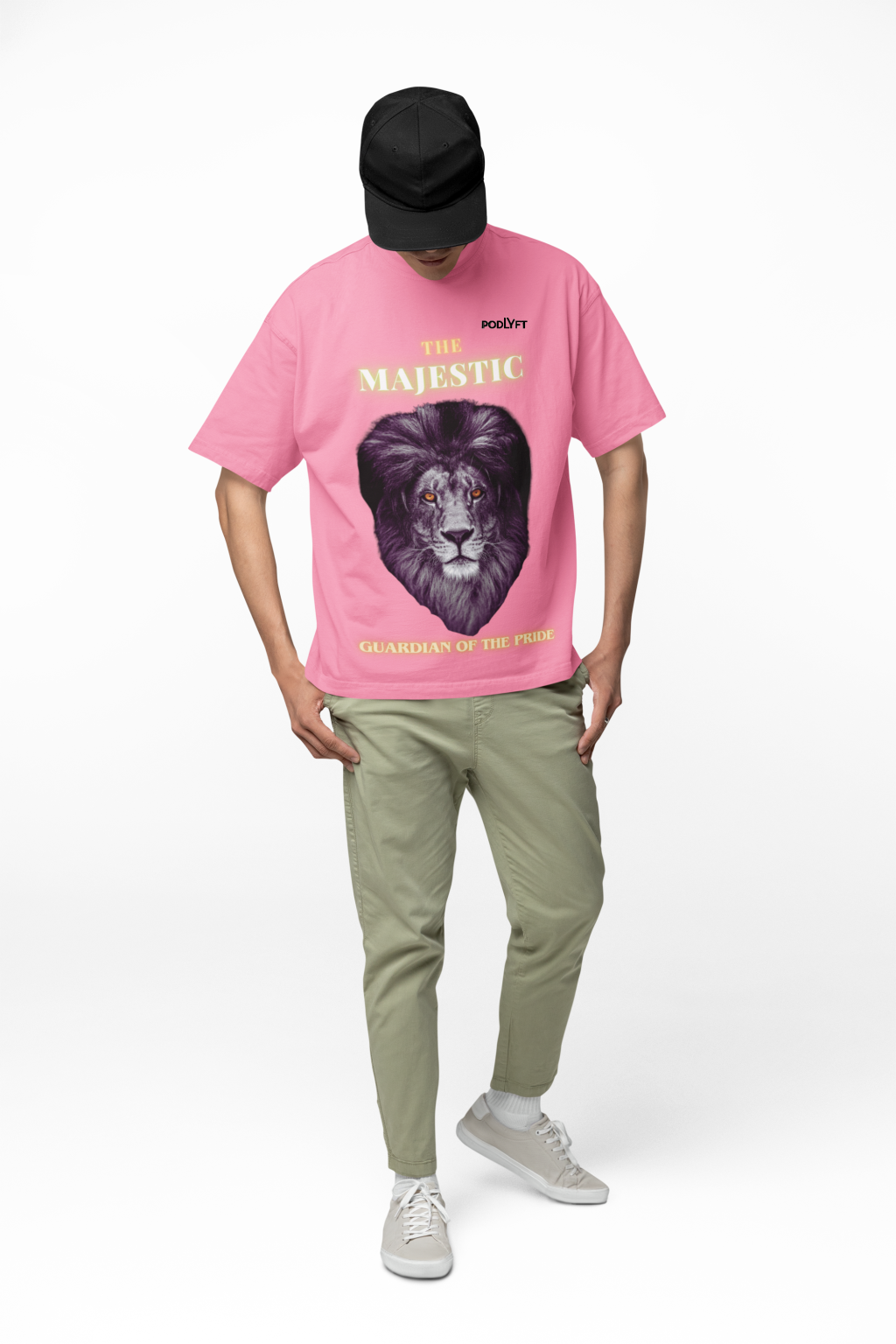 Majestic Lion Head T-Shirt in Flamingo, size XS from PodLyft.