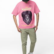 Majestic Lion Head T-Shirt in Flamingo, size XS from PodLyft.
