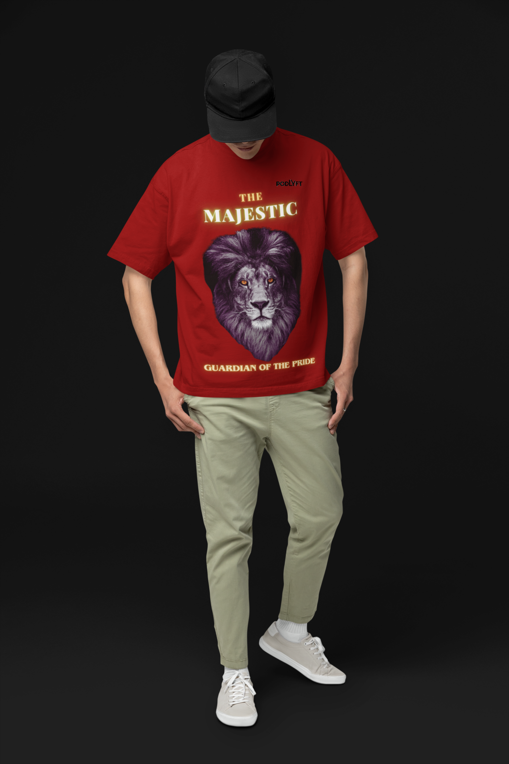 Majestic Lion Head T-Shirt in Maroon, size XS from PodLyft.