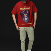 Majestic Lion Head T-Shirt in Maroon, size XS from PodLyft.