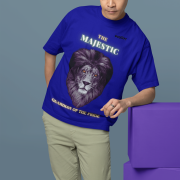 Majestic Lion Head T-Shirt in Navy Blue, size S from PodLyft.