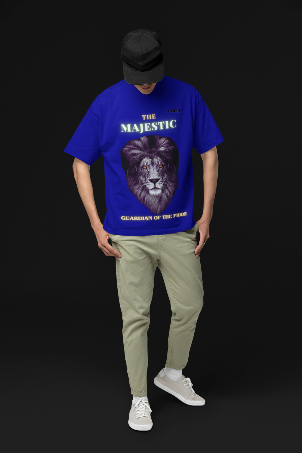 Majestic Lion Head T-Shirt in Navy Blue, size XS from PodLyft.