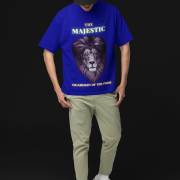 Majestic Lion Head T-Shirt in Navy Blue, size XS from PodLyft.