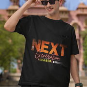 Black 'Bold Next Generation Leader' tee in extra small size, featuring a striking leadership statement. Stylish, empowering, and comfortable wear from PodLyft.