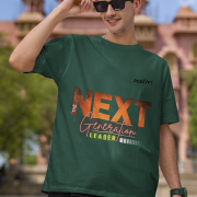 Bottle green 'Bold Next Generation Leader' tee in extra small size, featuring a striking leadership statement. Stylish, empowering, and comfortable wear from PodLyft.