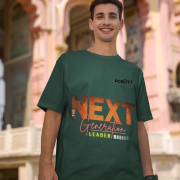 Bottle green 'Bold Next Generation Leader' tee in small size, designed to make a strong leadership statement. Trendy and comfortable casual wear from PodLyft.