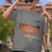 Grey 'Bold Next Generation Leader' tee in extra small size, featuring a striking leadership statement. Stylish, empowering, and comfortable wear from PodLyft.