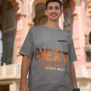 Grey 'Bold Next Generation Leader' tee in small size, designed to make a strong leadership statement. Trendy and comfortable casual wear from PodLyft.