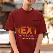 Extra-large maroon 'Bold Next Generation Leader' tee with a dynamic leadership statement. Stylish, impactful, and comfortable wear from PodLyft.