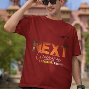 Maroon 'Bold Next Generation Leader' tee in extra small size, featuring a striking leadership statement. Stylish, empowering, and comfortable wear from PodLyft.