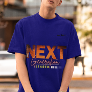 Extra-large navy blue 'Bold Next Generation Leader' tee with a dynamic leadership statement. Stylish, impactful, and comfortable wear from PodLyft.