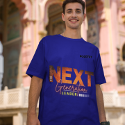 Navy blue 'Bold Next Generation Leader' tee in small size, designed to make a strong leadership statement. Trendy and comfortable casual wear from PodLyft.