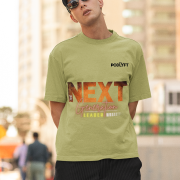 Olive green 'Bold Next Generation Leader' tee in large size, featuring a strong and empowering leadership message. A bold and comfortable statement piece from PodLyft.