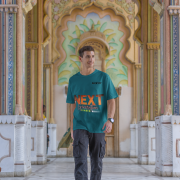 Double extra large petrol blue 'Bold Next Generation Leader' tee with a bold leadership statement. A trendy, inspiring, and comfortable choice from PodLyft.