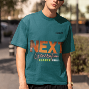 Medium-sized petrol blue 'Bold Next Generation Leader' tee with a powerful leadership statement. A stylish and confident wear choice from PodLyft.