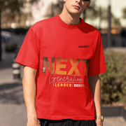 Medium-sized red 'Bold Next Generation Leader' tee with a powerful leadership statement. A stylish and confident wear choice from PodLyft.