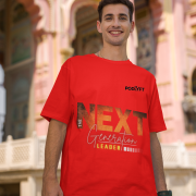 Red 'Bold Next Generation Leader' tee in small size, designed to make a strong leadership statement. Trendy and comfortable casual wear from PodLyft.