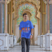 Double extra large royal blue 'Bold Next Generation Leader' tee with a bold leadership statement. A trendy, inspiring, and comfortable choice from PodLyft.