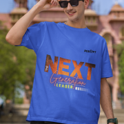 Royal blue 'Bold Next Generation Leader' tee in extra small size, featuring a striking leadership statement. Stylish, empowering, and comfortable wear from PodLyft.
