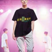 Black 'Change is Constant' Tee in Extra Small – A bold statement design featuring dynamic yellow and green typography, printed on premium 240 GSM super-combed cotton with DTG printing for a lasting, high-quality finish.