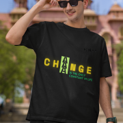 Large Black 'Change is Constant' Tee – A stylish and meaningful design emphasizing growth and adaptability. Printed using DTG printing on premium 240 GSM super-combed cotton for comfort and longevity.